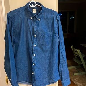 Gap - denim shirt, dark wash.
